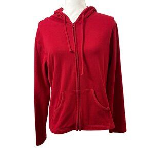 Red Streetwear Zip-Up Hoodie Casual Sweatshirt Womens Size L Activewear